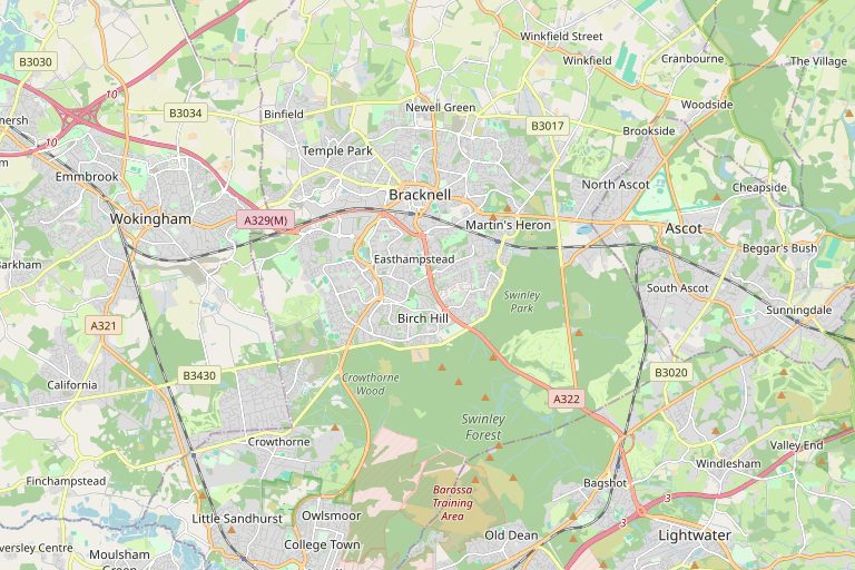 Map of Bracknell and the surrounding area